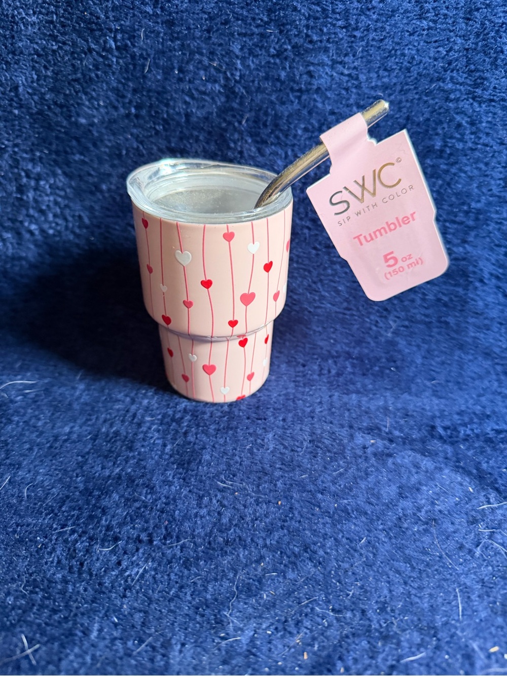 Pink Heart Disposable Mini Tumbler - Set of 2